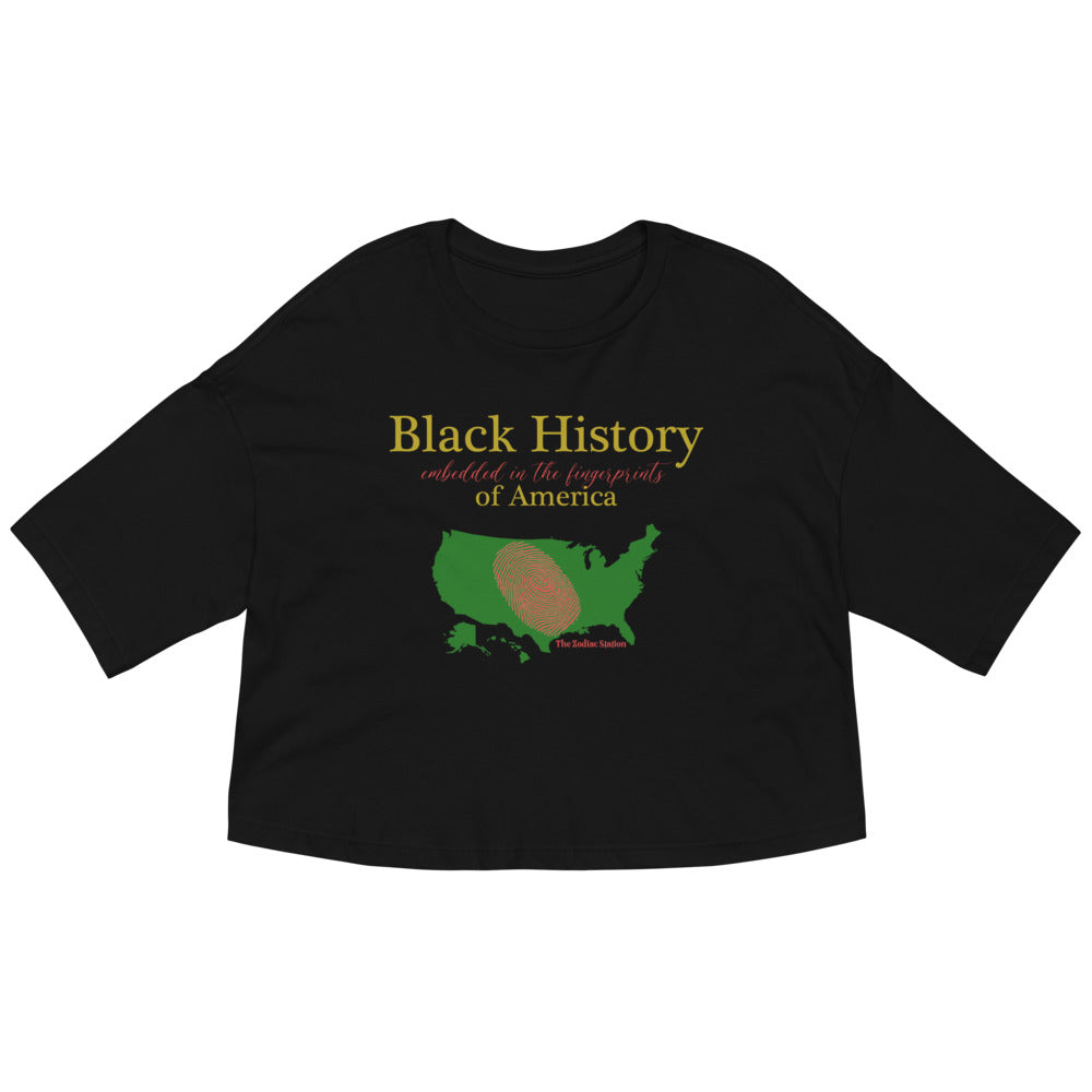 Black History Shirt Loose Drop Shoulder Crop Top fingerprint The Zodiac Station