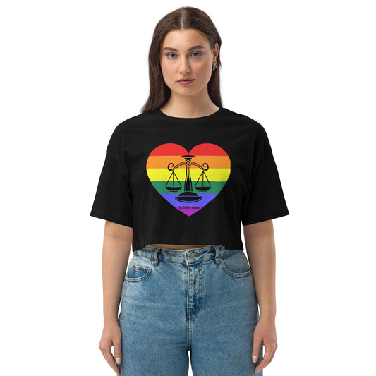 Libra Zodiac Crop Top Loose drop shoulder Rainbow Heart  The Zodiac Station