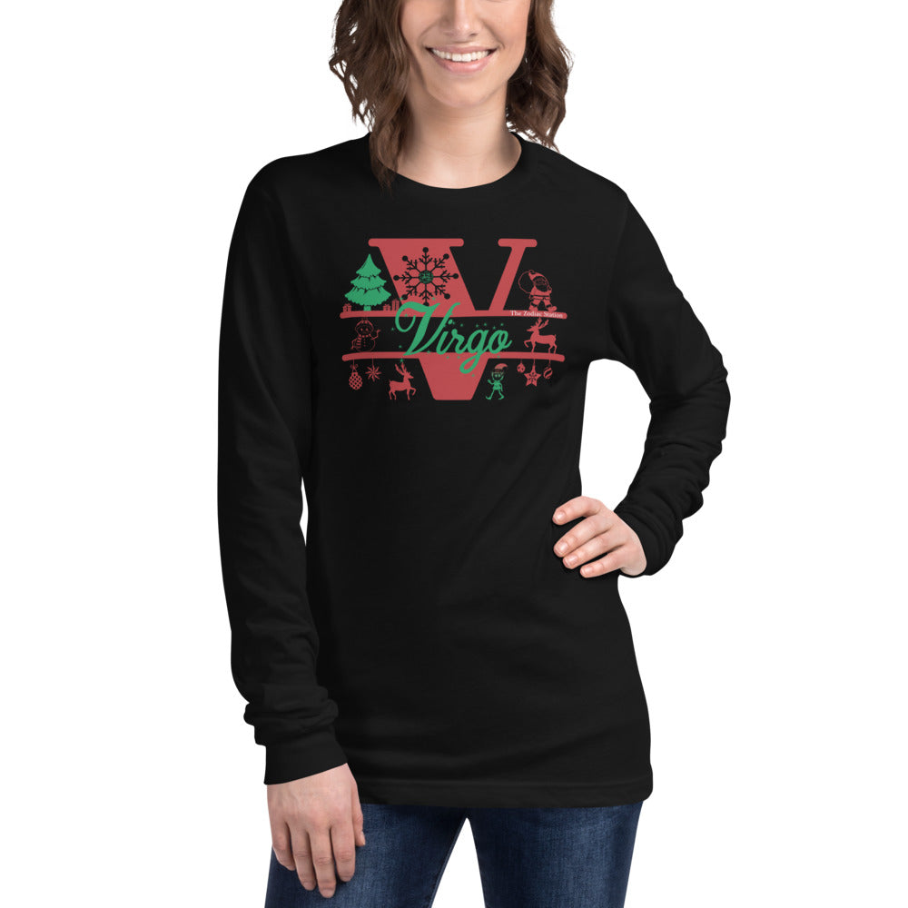 Virgo Zodiac Long Sleeve Christmas Shirt Letter The Zodiac Station