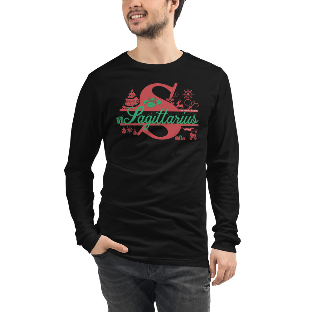 Sagittarius Zodiac Christmas Long Sleeve Shirt Letter The Zodiac Station