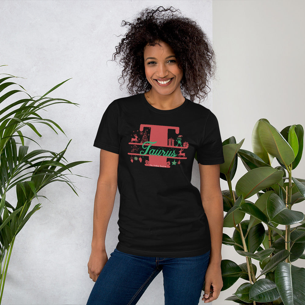 Taurus Zodiac Christmas T-Shirt The Zodiac Station Short-Sleeve Unisex