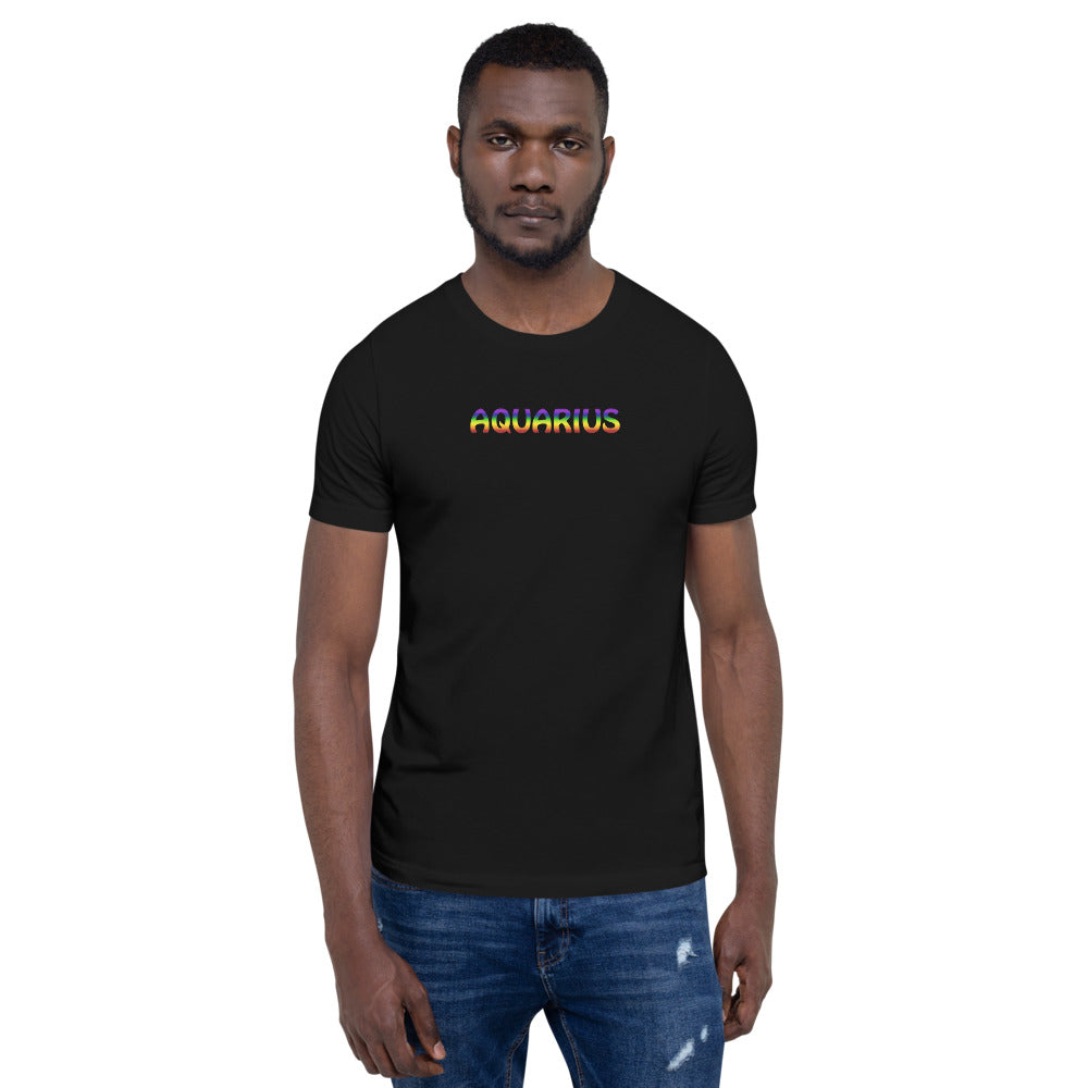 Aquarius Zodiac T-Shirt Rainbow Short-Sleeve Unisex