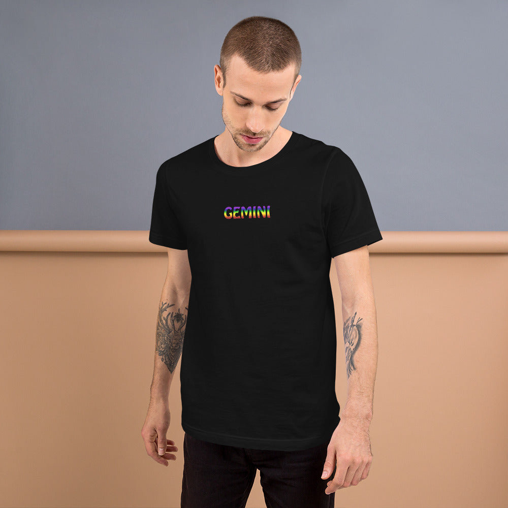 Gemini Zodiac T-Shirt Rainbow The Zodiac Station Short-Sleeve Unisex