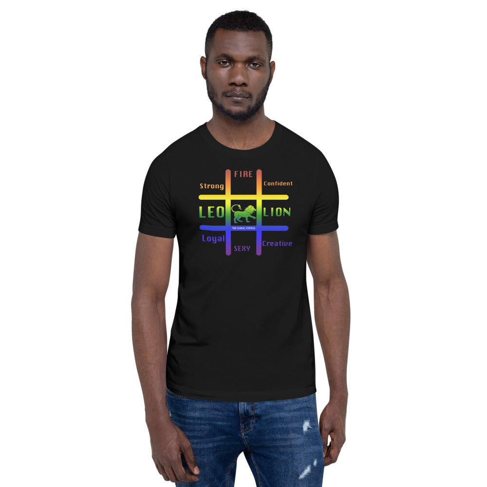 Leo Zodiac T-Shirt Tic-Tac-Toe Short-Sleeve Unisex The Zodiac Station