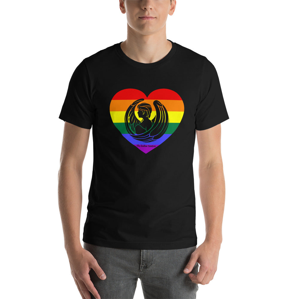 Virgo Zodiac T-Shirt Unisex LGBTQ+ Rainbow heart The Zodiac Station