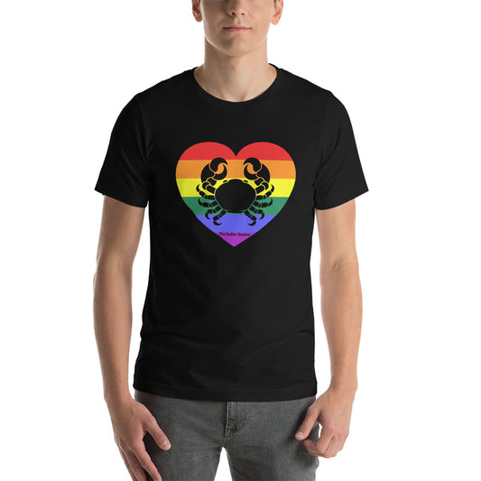 Cancer Zodiac T-Shirt Unisex LGBTQ+ Rainbow heart The Zodiac Station