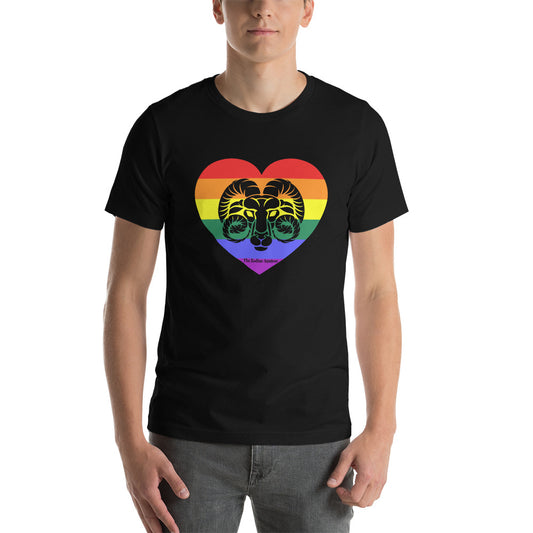 Aries Zodiac T-Shirt Unisex LGBTQ+ Rainbow heart The Zodiac Station