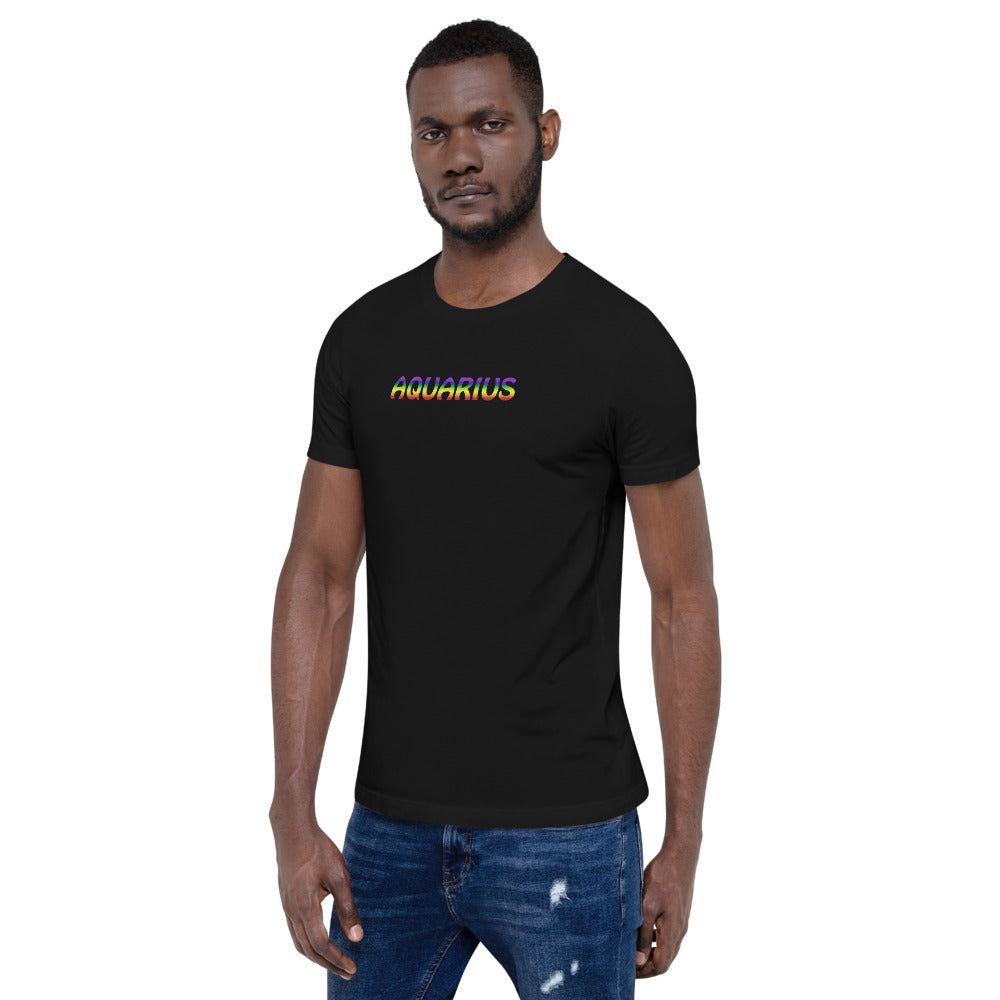 Aquarius Zodiac T-Shirt Rainbow Short-Sleeve Unisex