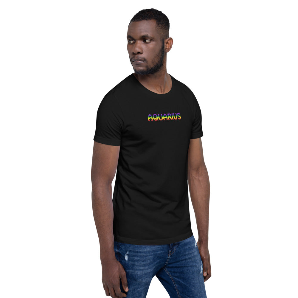 Aquarius Zodiac T-Shirt Rainbow Short-Sleeve Unisex