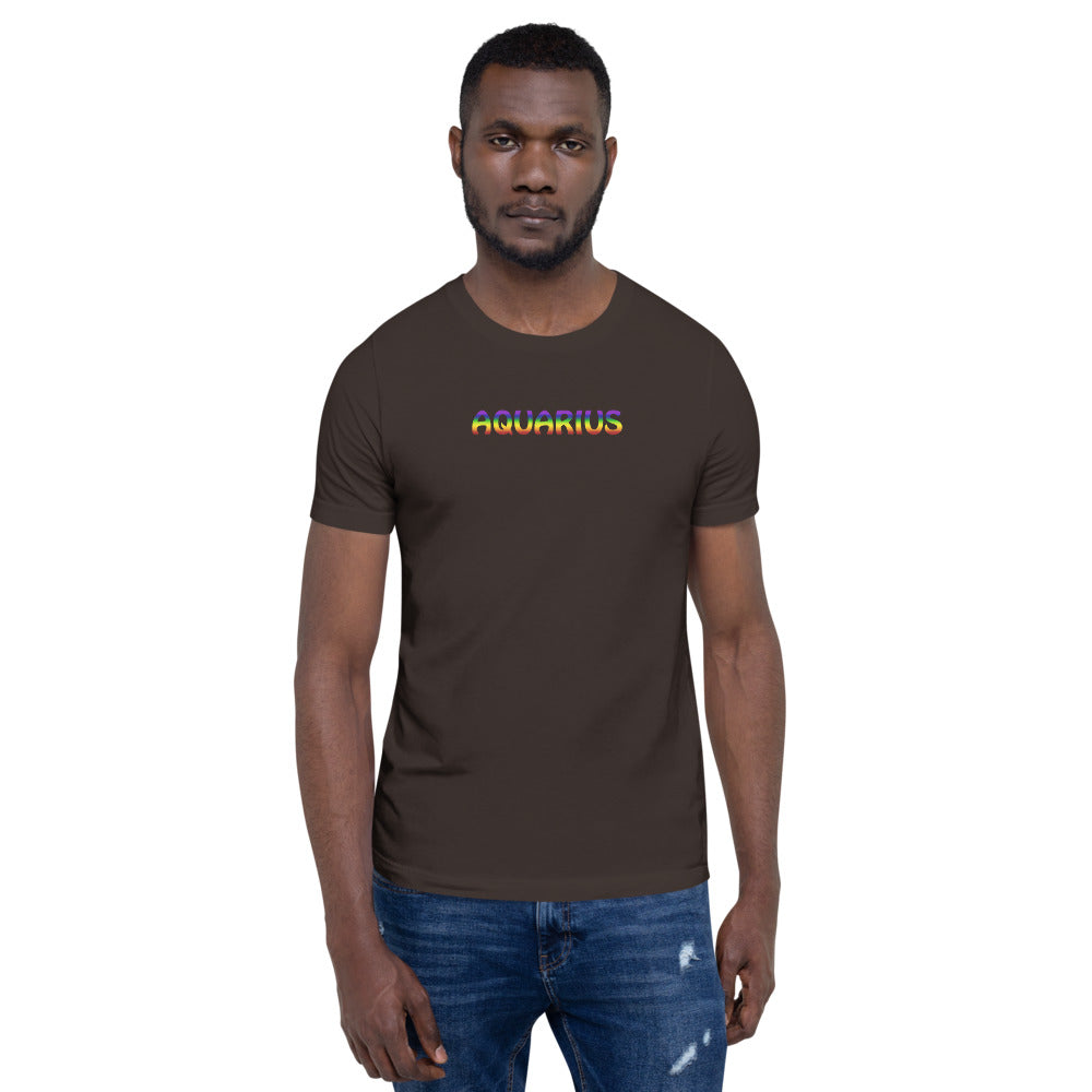 Aquarius Zodiac T-Shirt Rainbow Short-Sleeve Unisex