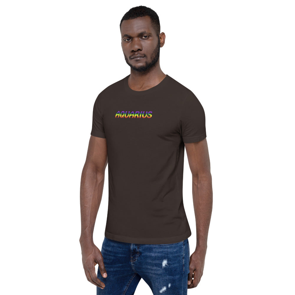 Aquarius Zodiac T-Shirt Rainbow Short-Sleeve Unisex