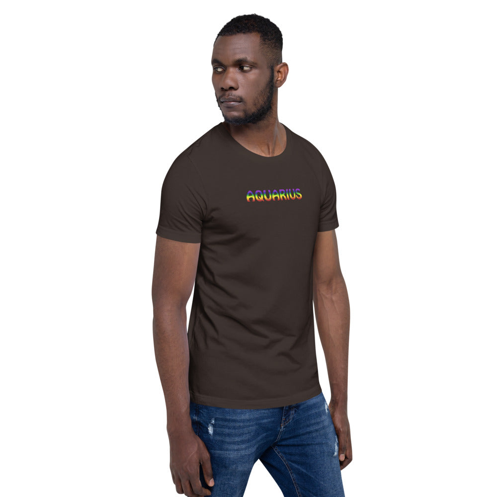 Aquarius Zodiac T-Shirt Rainbow Short-Sleeve Unisex