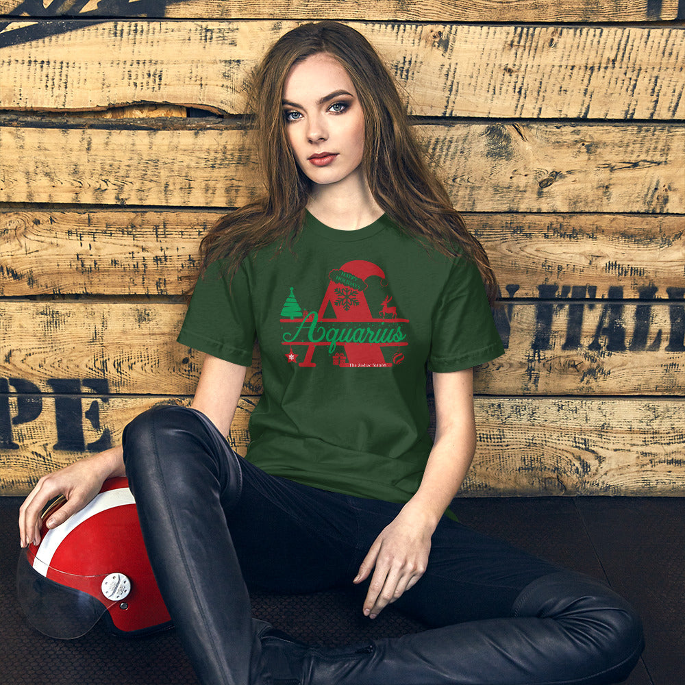 Aquarius Zodiac Christmas T-Shirt Letter The Zodiac Station