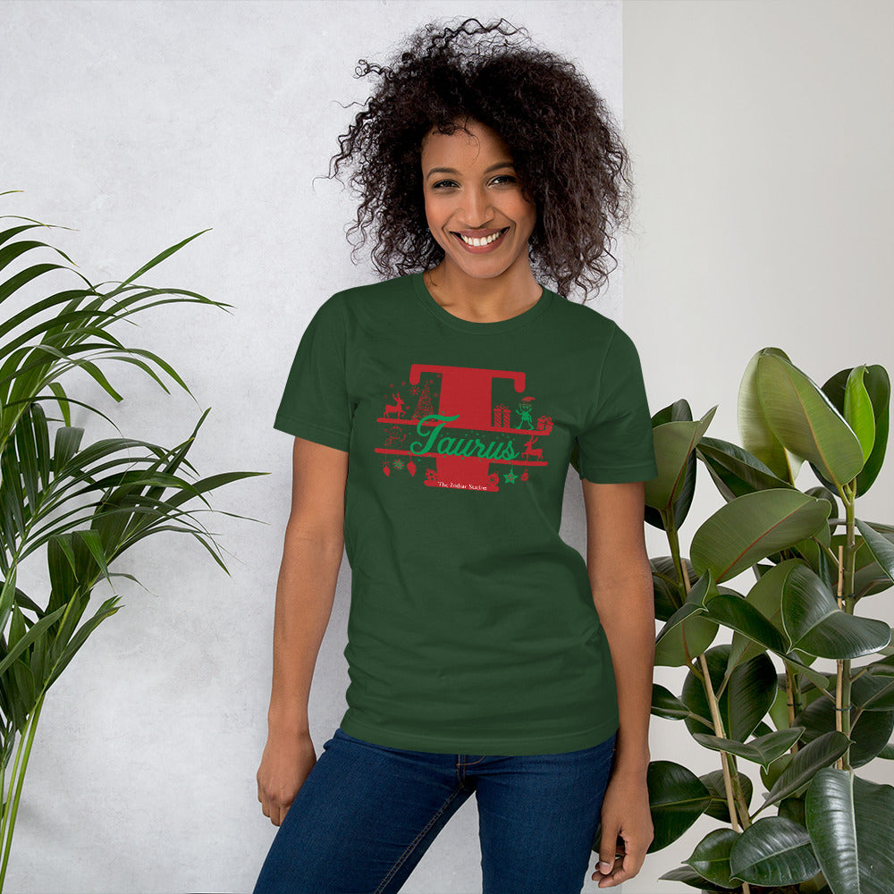 Taurus Zodiac Christmas T-Shirt The Zodiac Station Short-Sleeve Unisex