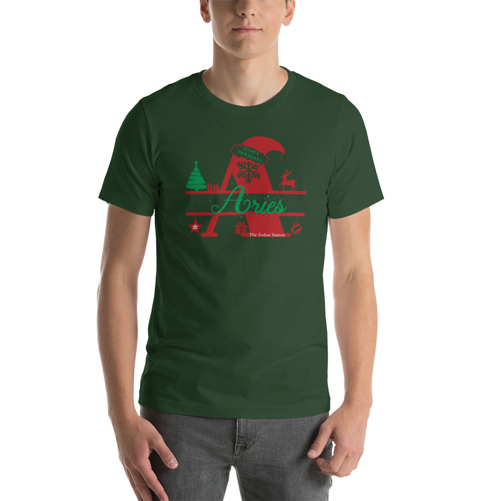 Aries Zodiac Christmas Short Sleeve Shirt Letter The Zodiac Station