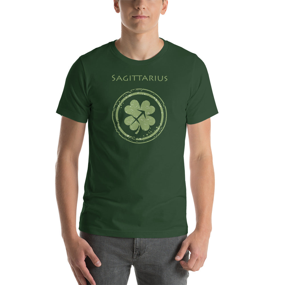 Sagittarius Zodiac St. Patrick's Day T-Shirt Unisex Clover The Zodiac Station