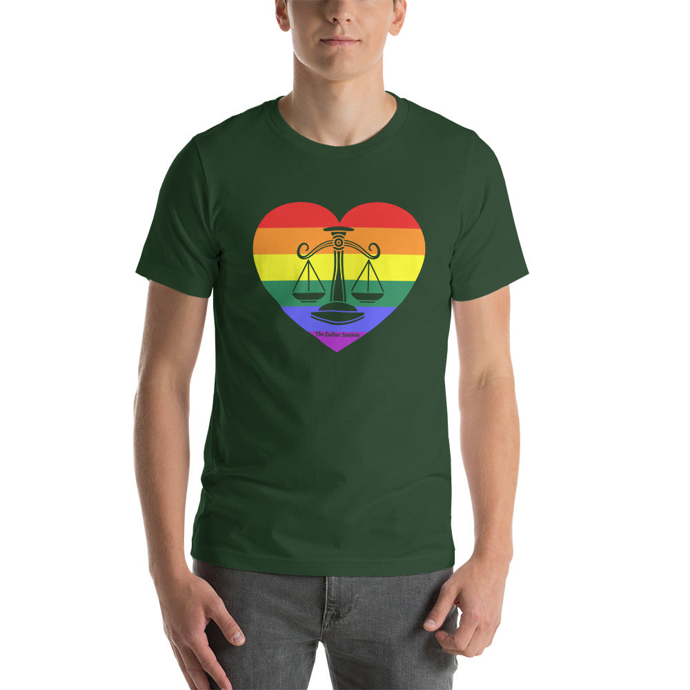 Libra Zodiac T-Shirt Unisex LGBTQ+ Rainbow heart The Zodiac Station