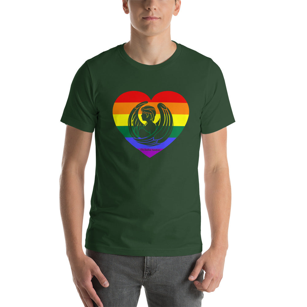 Virgo Zodiac T-Shirt Unisex LGBTQ+ Rainbow heart The Zodiac Station