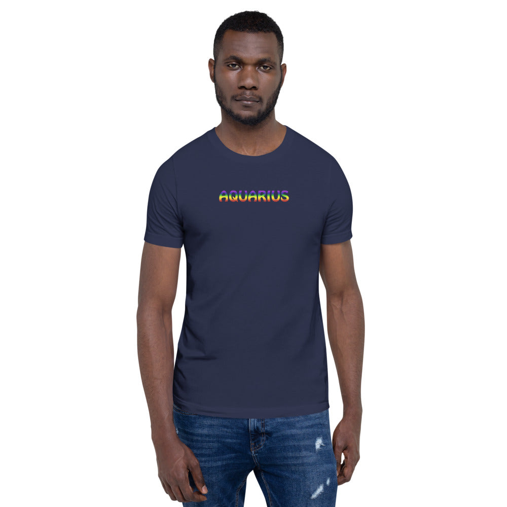 Aquarius Zodiac T-Shirt Rainbow Short-Sleeve Unisex