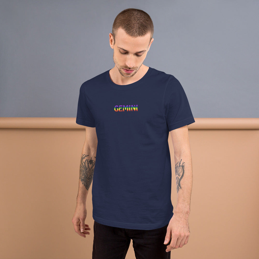 Gemini Zodiac T-Shirt Rainbow The Zodiac Station Short-Sleeve Unisex