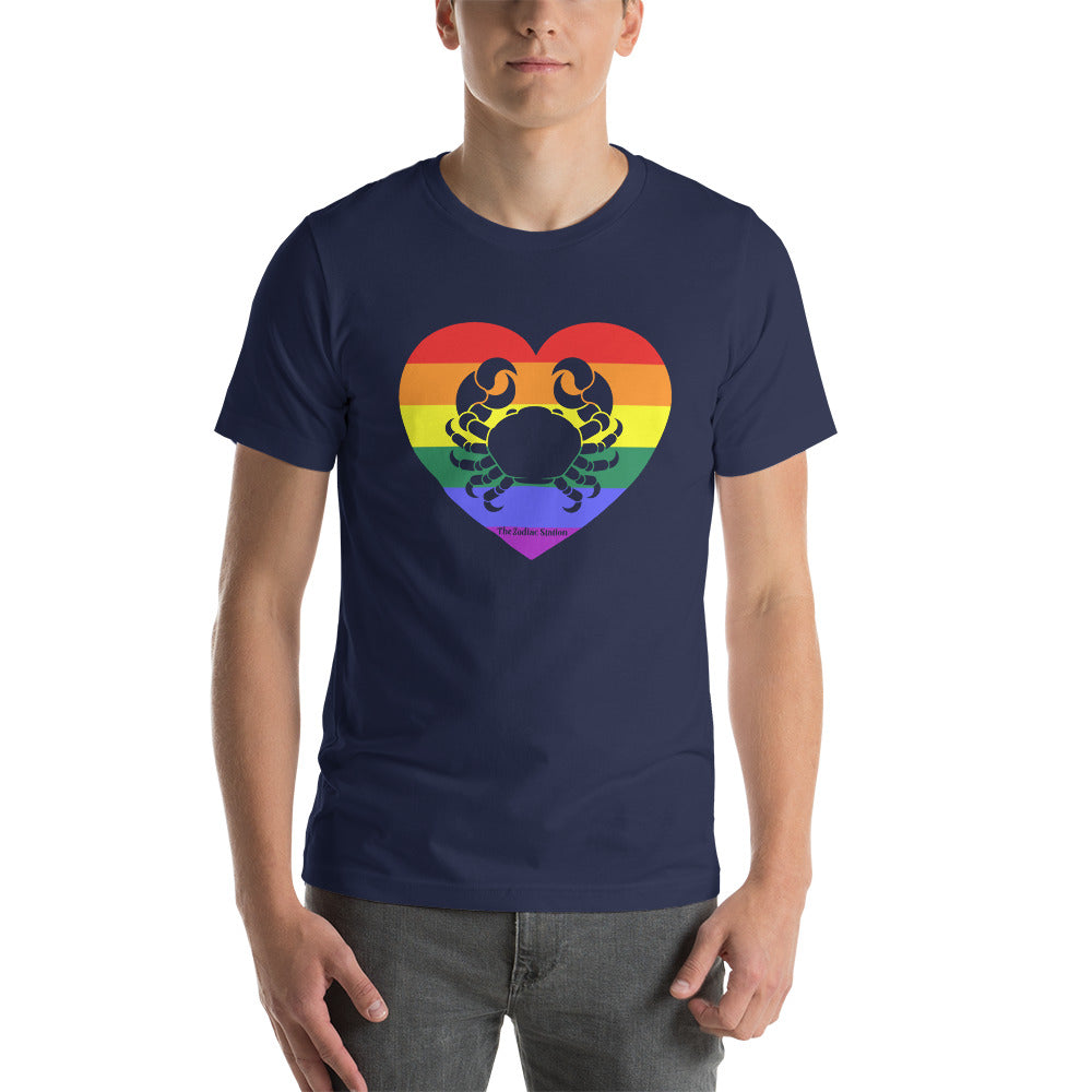 Cancer Zodiac T-Shirt Unisex LGBTQ+ Rainbow heart The Zodiac Station