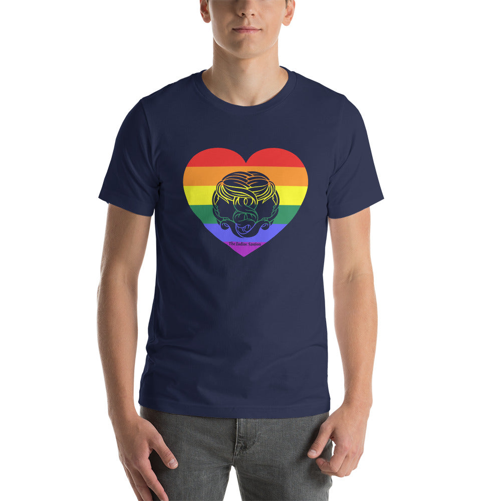 Gemini Zodiac T-Shirt Unisex LGBTQ+ Rainbow heart The Zodiac Station