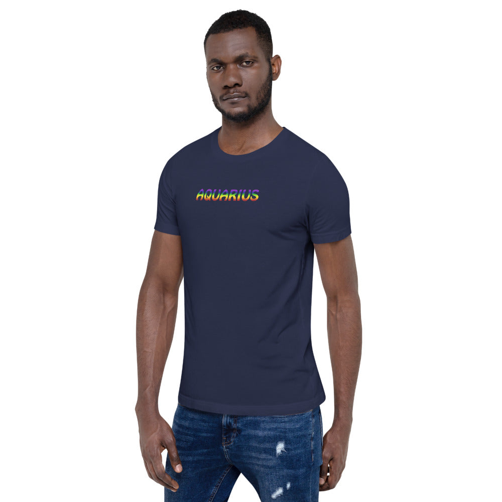 Aquarius Zodiac T-Shirt Rainbow Short-Sleeve Unisex