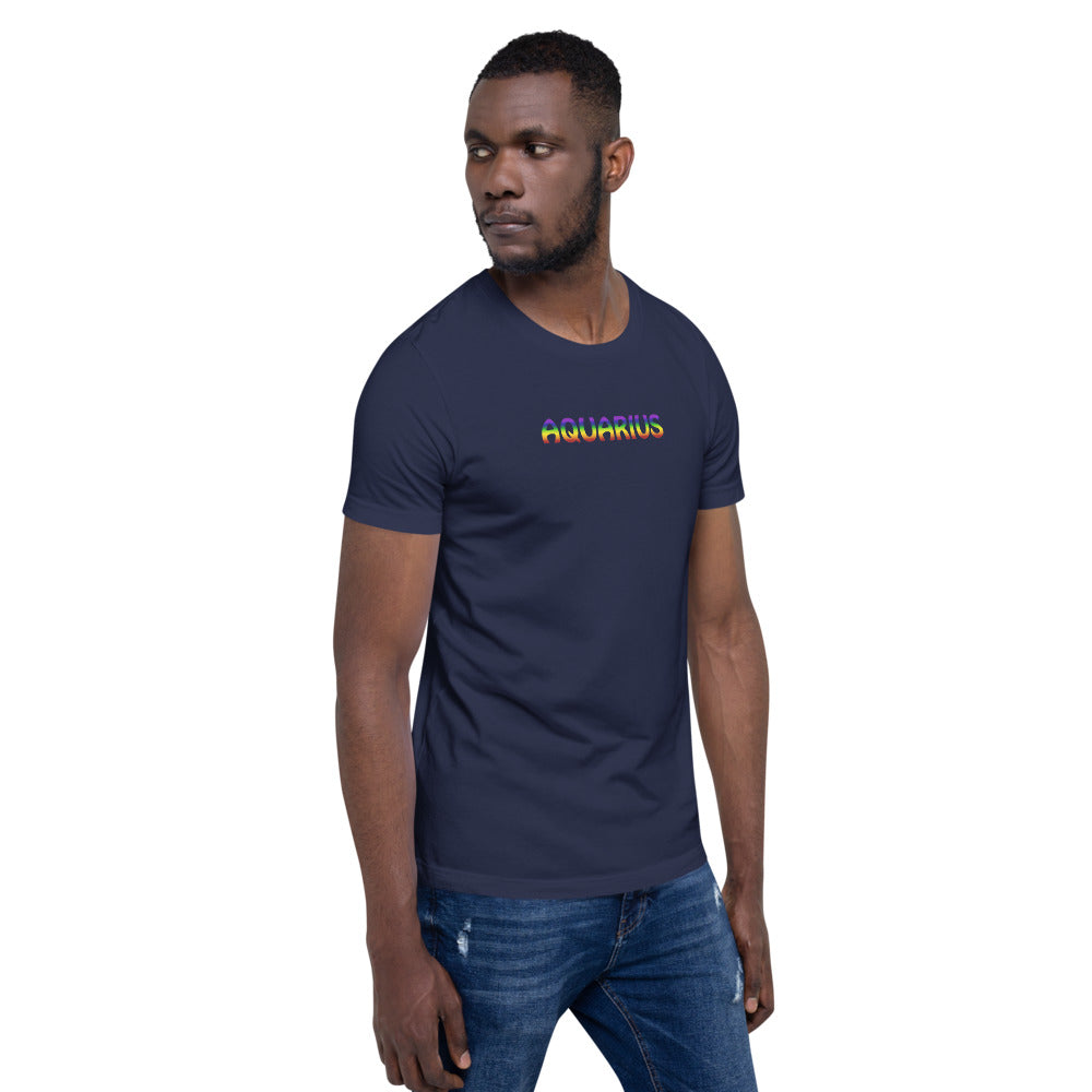 Aquarius Zodiac T-Shirt Rainbow Short-Sleeve Unisex