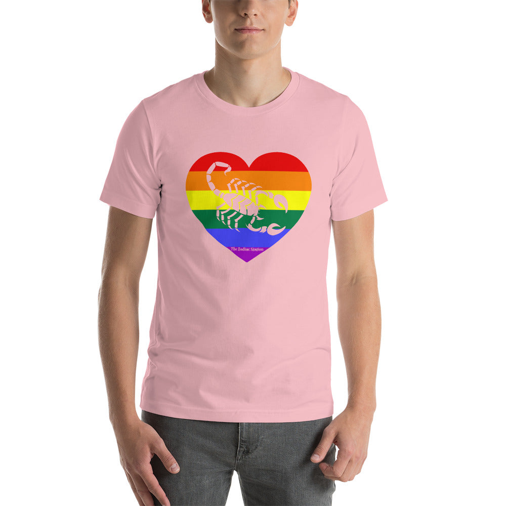 Scorpio Zodiac T-Shirt Unisex LGBTQ+ Rainbow heart The Zodiac Station