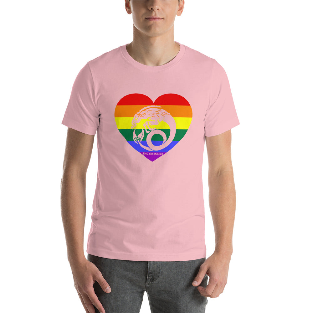 Capricorn Zodiac T-Shirt Unisex LGBTQ+ Rainbow heart The Zodiac Station