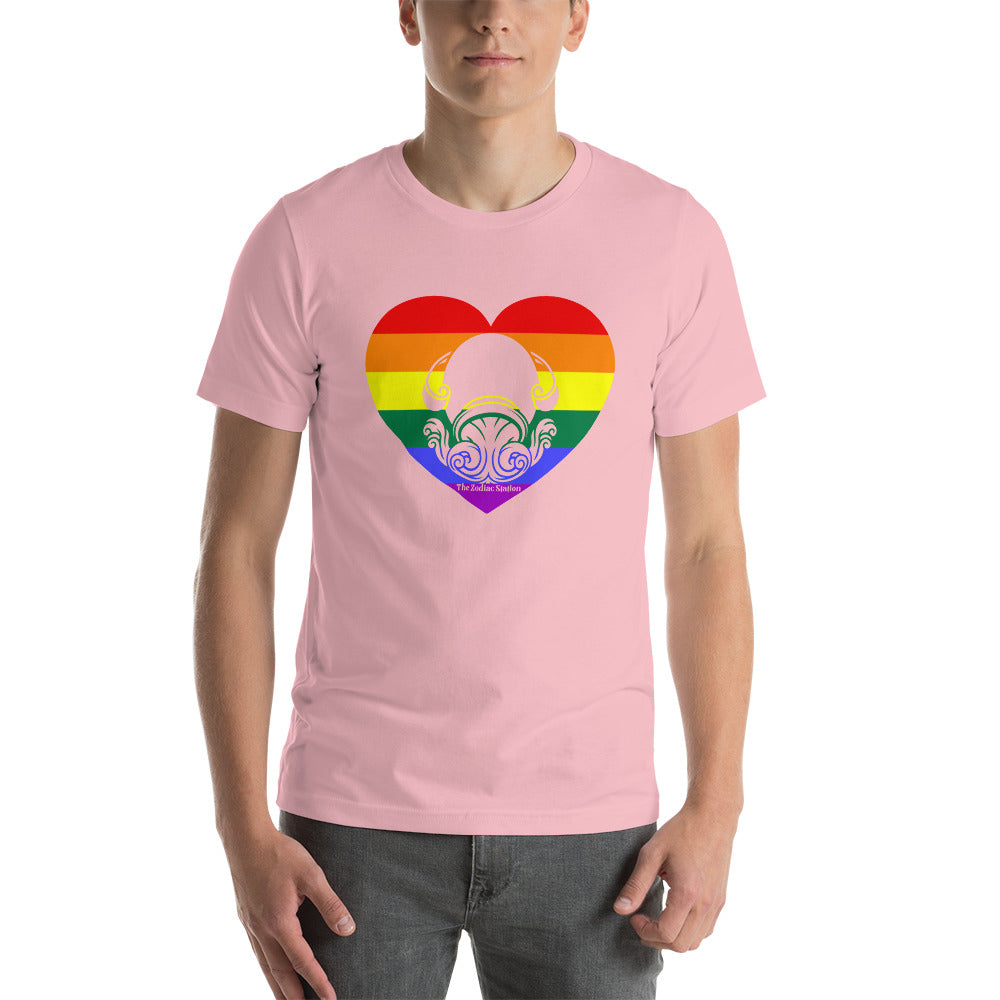 Aquarius Zodiac T-Shirt Unisex LGBTQ+ Rainbow heart The Zodiac Station