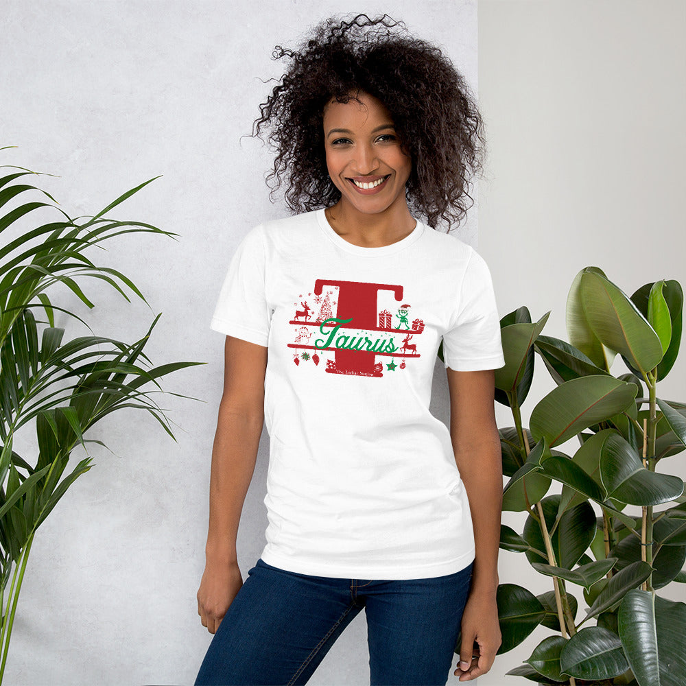 Taurus Zodiac Christmas T-Shirt The Zodiac Station Short-Sleeve Unisex