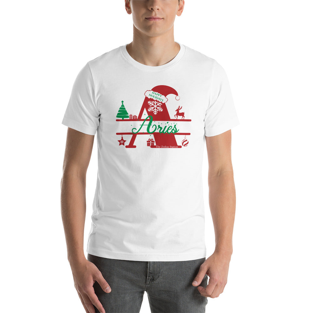 Aries Zodiac Christmas Short Sleeve Shirt Letter The Zodiac Station