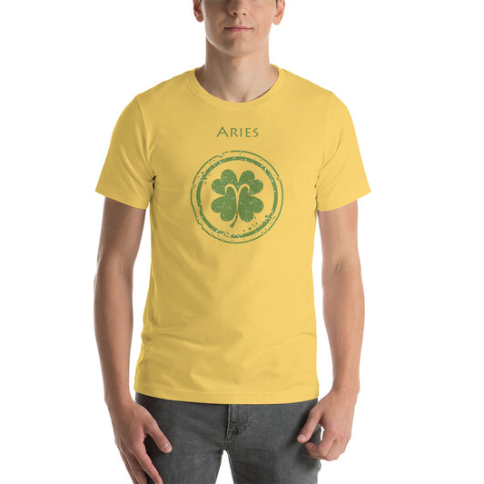 Aries Zodiac St Patrick's Day T-Shirt Unisex Clover The Zodiac Station