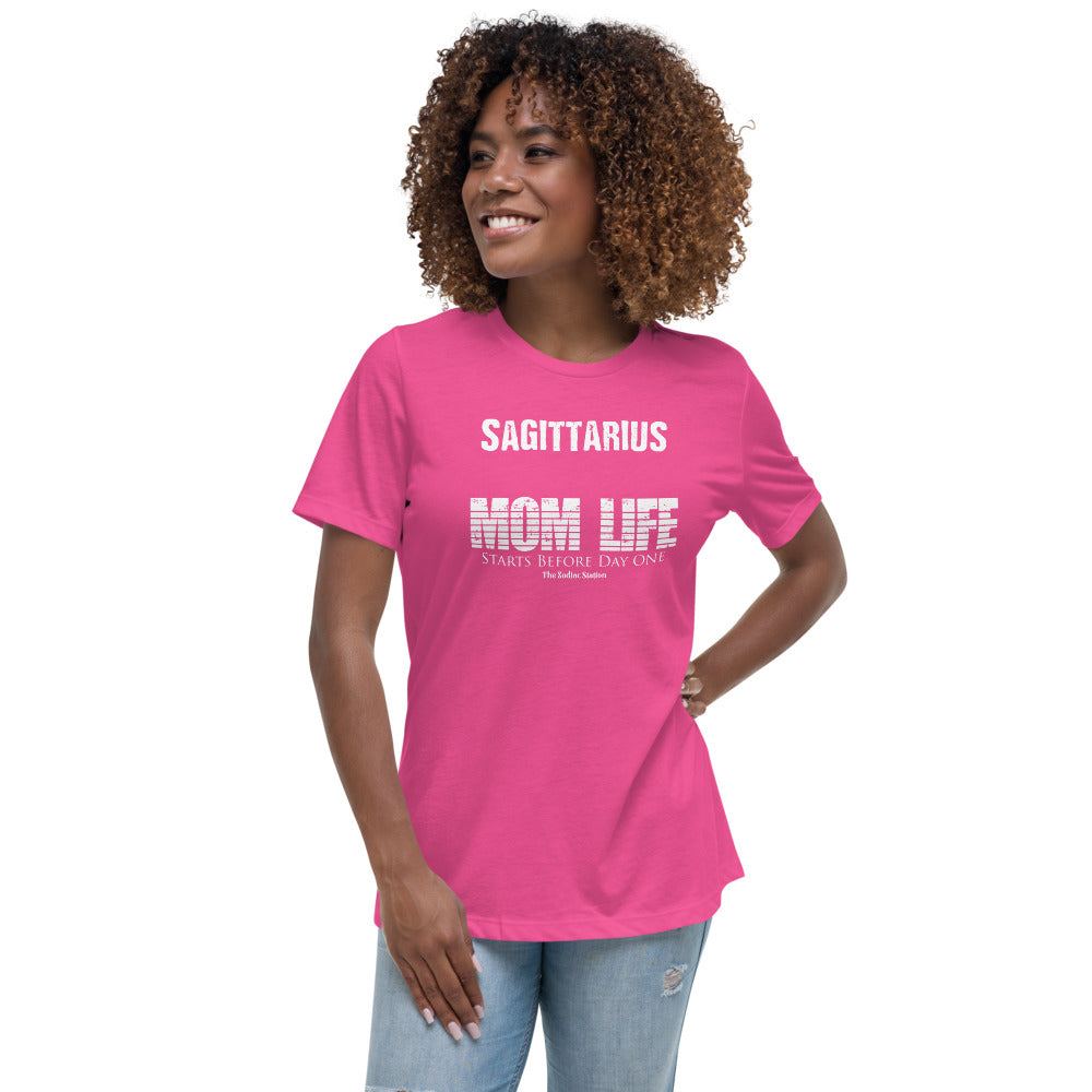 Sagittarius Zodiac T-Shirt Women's Relaxed Mom Life The Zodiac Station