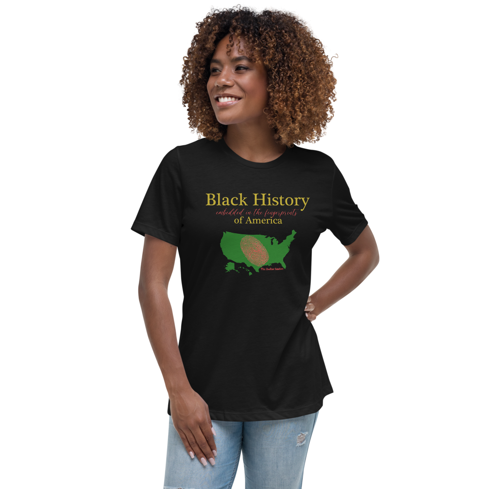 Black History Women T-Shirt Fingerprint The Zodiac Station Women's Relaxed T-Shirt