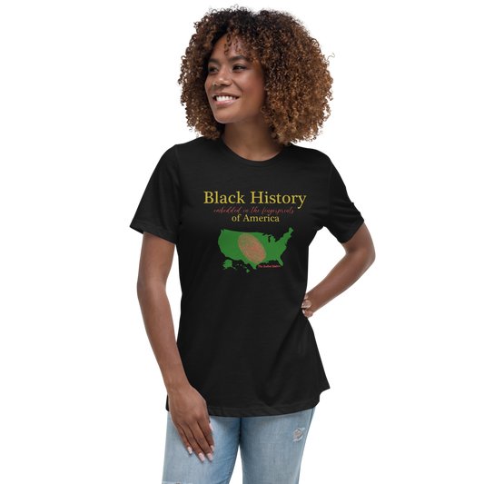 Black History Women T-Shirt Fingerprint The Zodiac Station Women's Relaxed T-Shirt