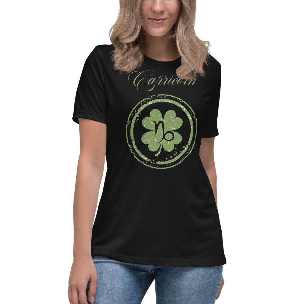 Capricorn Zodiac St. Patrick's Day T-Shirt Women's Clover The Zodiac Station