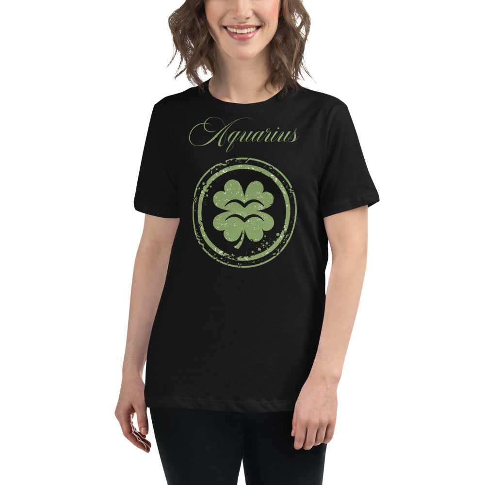 Aquarius Zodiac St. Patrick's T-Shirt Women's Clover The Zodiac Station