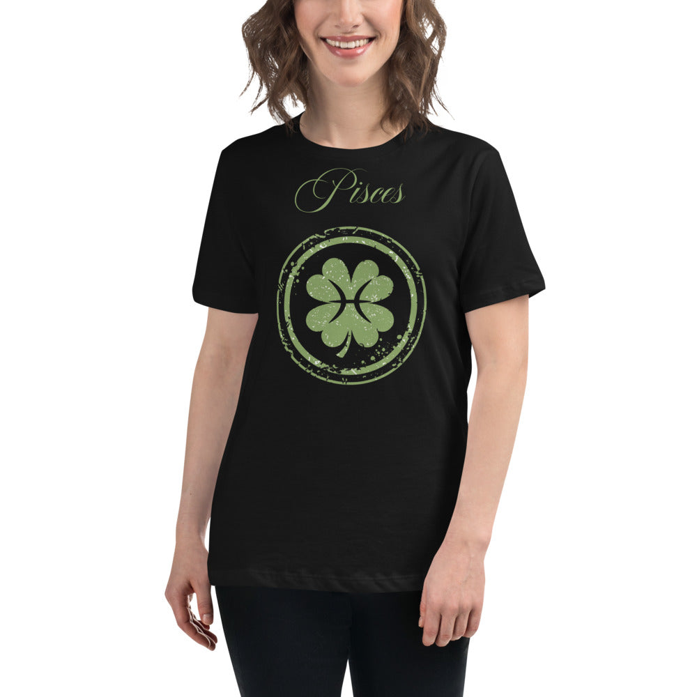 Pisces Zodiac St. Patrick's Day T-shirt Women's Clover The Zodiac Station