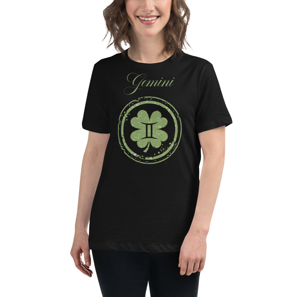 Gemini Zodiac St. Patrick's Day T-shirt Women's Clover The Zodiac Station