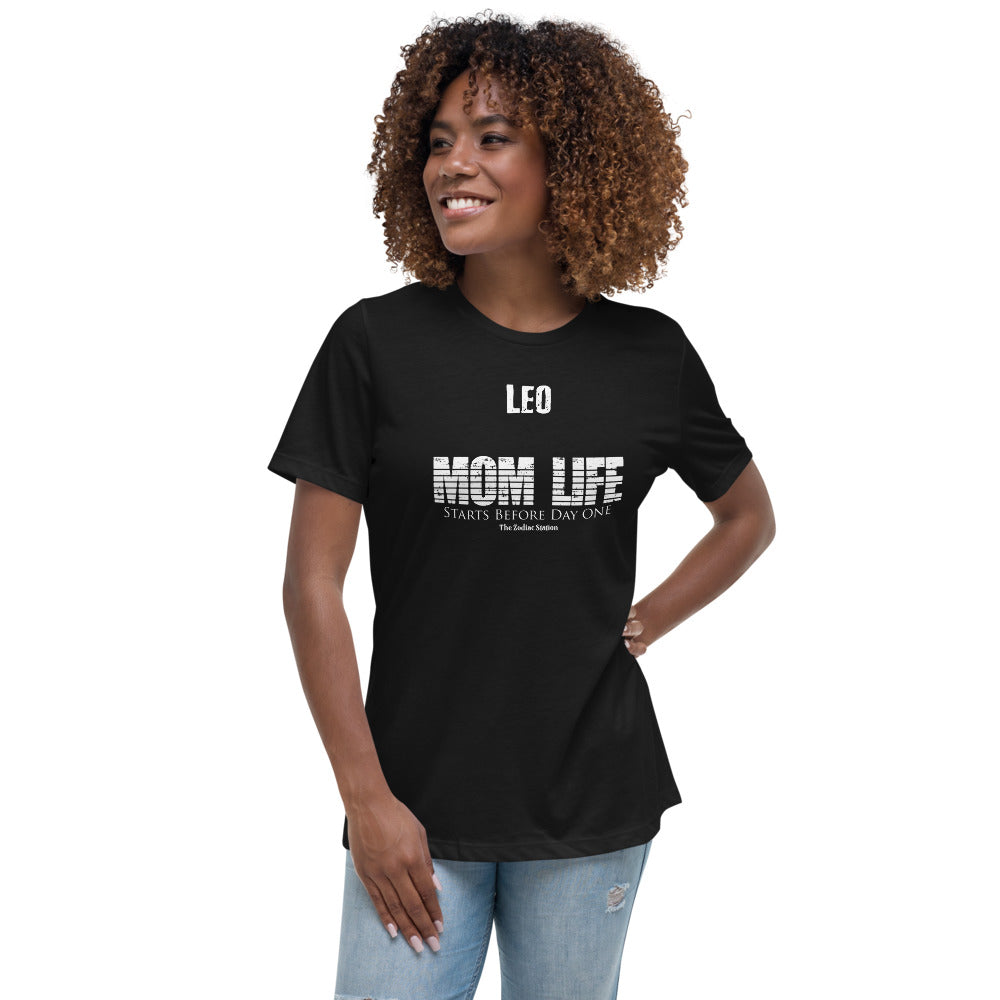 Leo Zodiac T-Shirt Women's Relaxed Mom Life The Zodiac Station