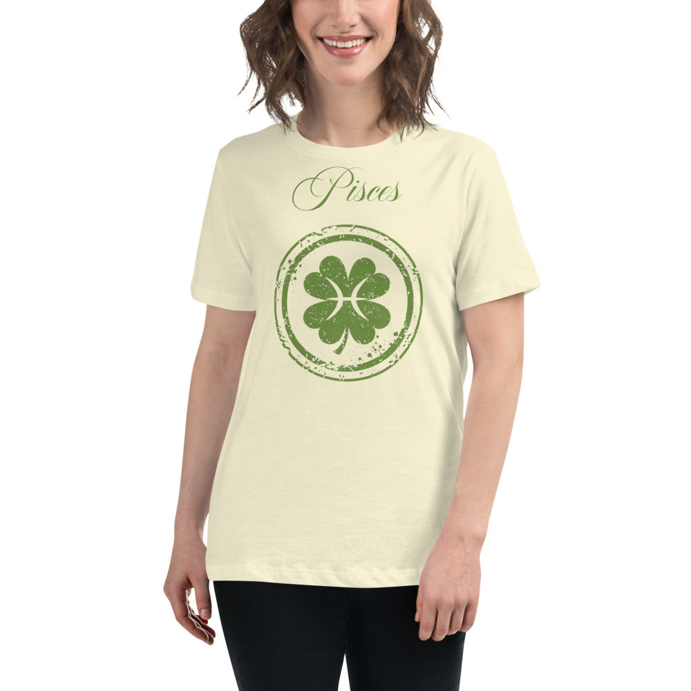 Pisces Zodiac St. Patrick's Day T-shirt Women's Clover The Zodiac Station