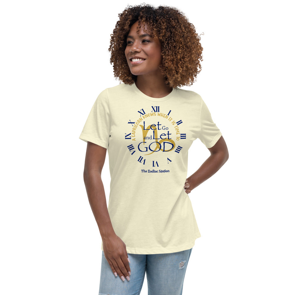 Capricorn Zodiac T-shirt Shirt Women's Relaxed Let GO The Zodiac Station