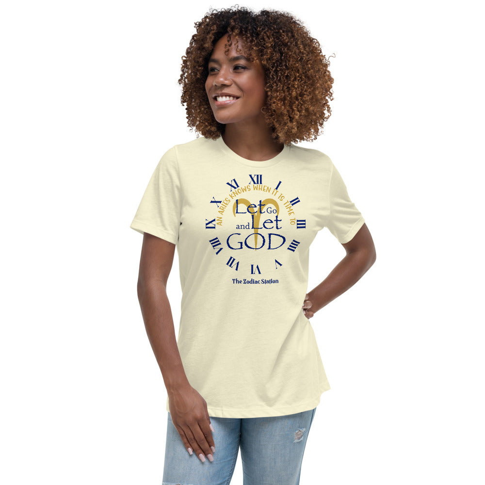 Aries Zodiac T-Shirt Women's Relaxed Let Go The Zodiac Station