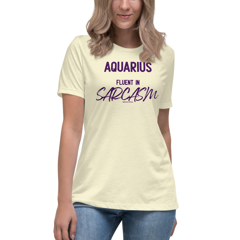 Aquarius Zodiac T-shirt Women's Relaxed Sarcasm The Zodiac Station