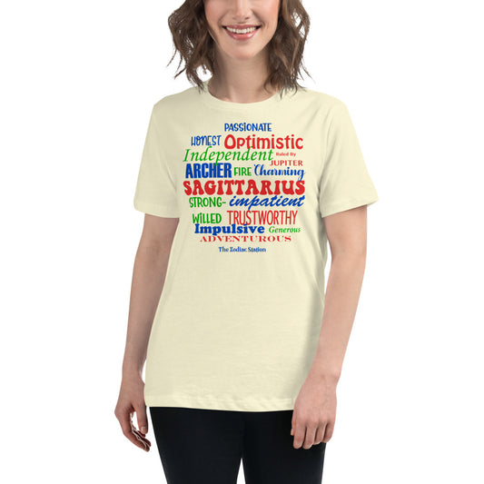 Sagittarius Zodiac T-shirt Women's Relaxed All Over The Zodiac Station