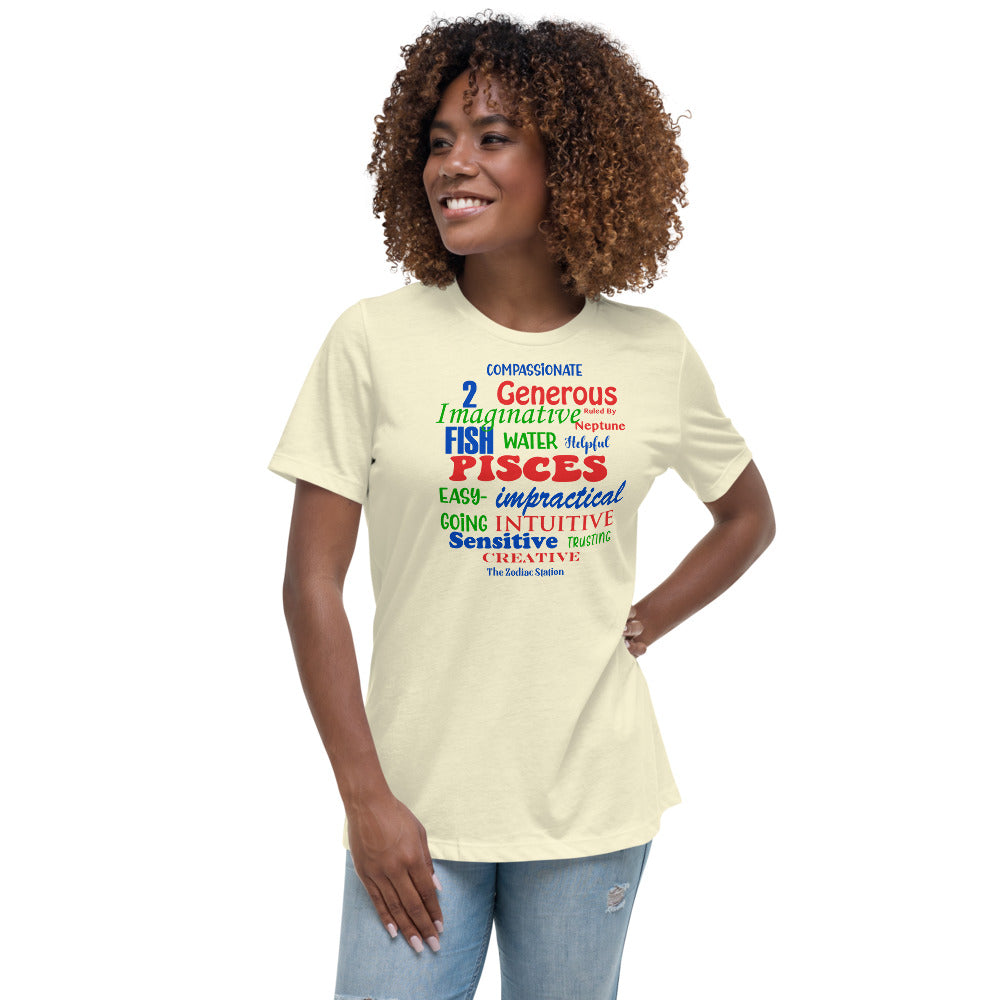 Pisces Zodiac T-shirt Women's Relaxed All Over The Zodiac Station