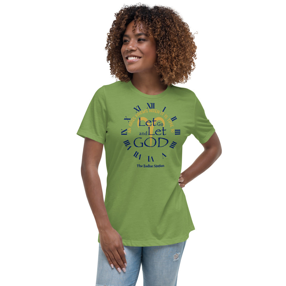 Aries Zodiac T-Shirt Women's Relaxed Let Go The Zodiac Station