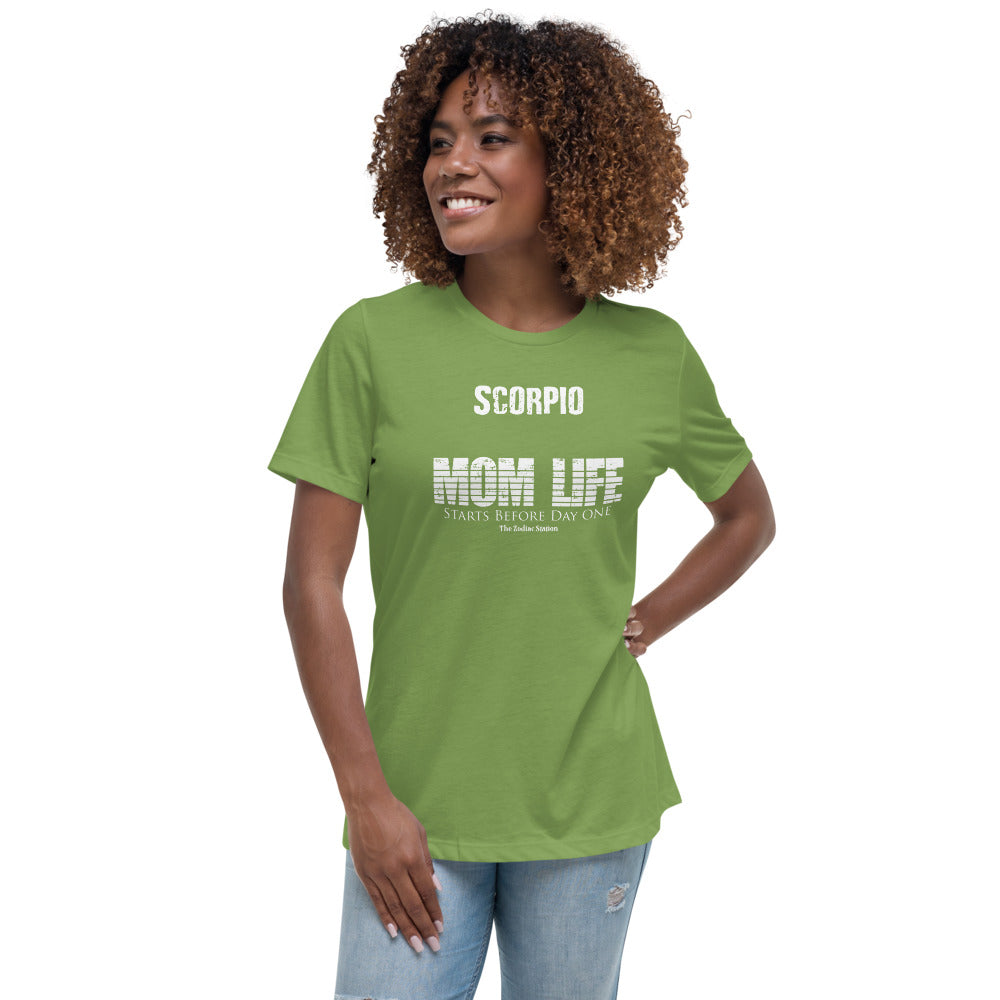 Scorpio Zodiac T-Shirt Women's Relaxed Mom Life The Zodiac Station